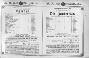 Theaterzettel (Oper und Burgtheater in Wien) 18910930 Seite: 1