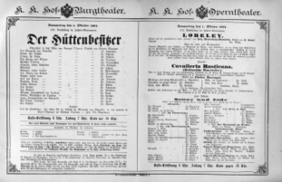 Theaterzettel (Oper und Burgtheater in Wien) 18911001 Seite: 1