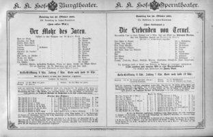 Theaterzettel (Oper und Burgtheater in Wien) 18911010 Seite: 1