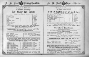 Theaterzettel (Oper und Burgtheater in Wien) 18911011 Seite: 1