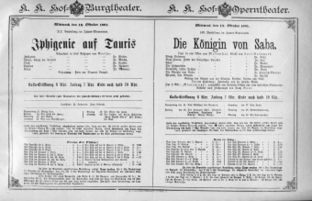 Theaterzettel (Oper und Burgtheater in Wien) 18911014 Seite: 1