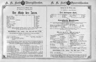 Theaterzettel (Oper und Burgtheater in Wien) 18911016 Seite: 1