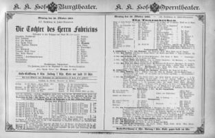 Theaterzettel (Oper und Burgtheater in Wien) 18911019 Seite: 1