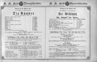 Theaterzettel (Oper und Burgtheater in Wien) 18911020 Seite: 1