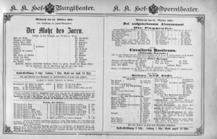 Theaterzettel (Oper und Burgtheater in Wien) 18911021 Seite: 1