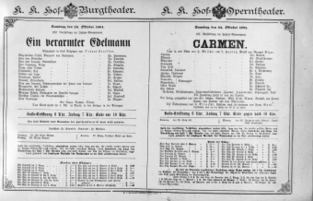 Theaterzettel (Oper und Burgtheater in Wien) 18911024 Seite: 1