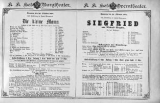 Theaterzettel (Oper und Burgtheater in Wien) 18911025 Seite: 1