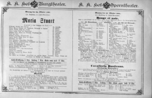Theaterzettel (Oper und Burgtheater in Wien) 18911026 Seite: 1