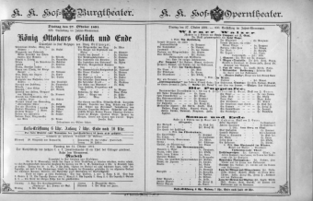 Theaterzettel (Oper und Burgtheater in Wien) 18911027 Seite: 1