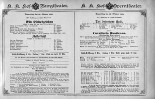 Theaterzettel (Oper und Burgtheater in Wien) 18911029 Seite: 1
