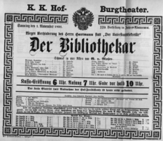 Theaterzettel (Oper und Burgtheater in Wien) 18911102 Seite: 1