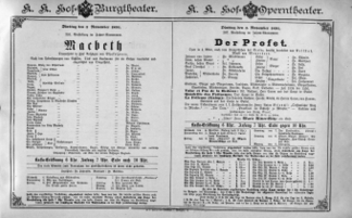 Theaterzettel (Oper und Burgtheater in Wien) 18911103 Seite: 1