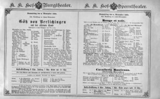 Theaterzettel (Oper und Burgtheater in Wien) 18911105 Seite: 1