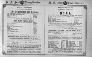 Theaterzettel (Oper und Burgtheater in Wien) 18911106 Seite: 1
