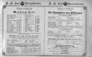 Theaterzettel (Oper und Burgtheater in Wien) 18911110 Seite: 1
