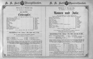 Theaterzettel (Oper und Burgtheater in Wien) 18911117 Seite: 1