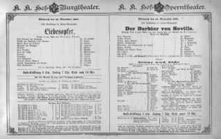 Theaterzettel (Oper und Burgtheater in Wien) 18911118 Seite: 1