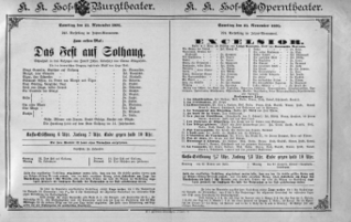 Theaterzettel (Oper und Burgtheater in Wien) 18911121 Seite: 1