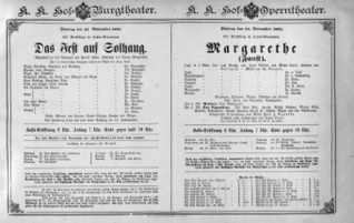 Theaterzettel (Oper und Burgtheater in Wien) 18911124 Seite: 1