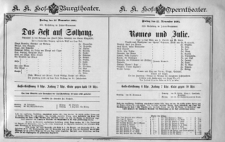 Theaterzettel (Oper und Burgtheater in Wien) 18911127 Seite: 1