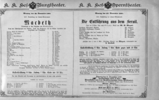 Theaterzettel (Oper und Burgtheater in Wien) 18911130 Seite: 1