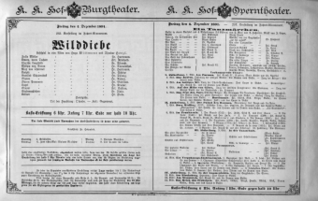 Theaterzettel (Oper und Burgtheater in Wien) 18911204 Seite: 1
