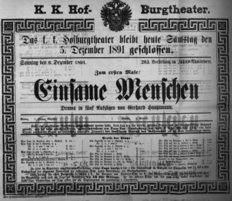 Theaterzettel (Oper und Burgtheater in Wien) 18911206 Seite: 1