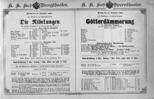 Theaterzettel (Oper und Burgtheater in Wien) 18911211 Seite: 1