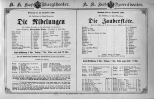 Theaterzettel (Oper und Burgtheater in Wien) 18911213 Seite: 1