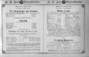 Theaterzettel (Oper und Burgtheater in Wien) 18911214 Seite: 1