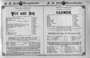 Theaterzettel (Oper und Burgtheater in Wien) 18911215 Seite: 1