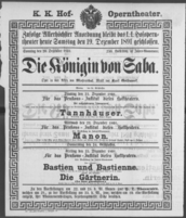 Theaterzettel (Oper und Burgtheater in Wien) 18911220 Seite: 1