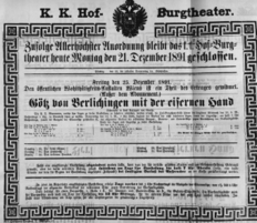 Theaterzettel (Oper und Burgtheater in Wien) 18911221 Seite: 1