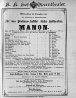 Theaterzettel (Oper und Burgtheater in Wien) 18911223 Seite: 1