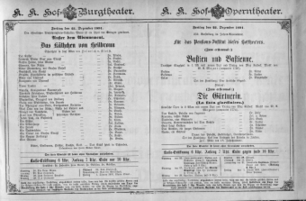 Theaterzettel (Oper und Burgtheater in Wien) 18911225 Seite: 1