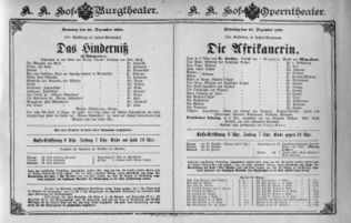 Theaterzettel (Oper und Burgtheater in Wien) 18911227 Seite: 1