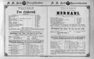 Theaterzettel (Oper und Burgtheater in Wien) 18911229 Seite: 1