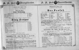 Theaterzettel (Oper und Burgtheater in Wien) 18920102 Seite: 1