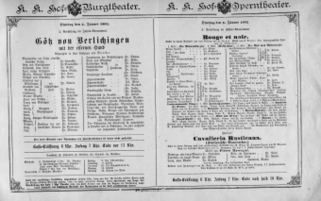 Theaterzettel (Oper und Burgtheater in Wien) 18920105 Seite: 1