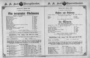 Theaterzettel (Oper und Burgtheater in Wien) 18920108 Seite: 1
