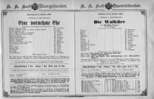 Theaterzettel (Oper und Burgtheater in Wien) 18920109 Seite: 1