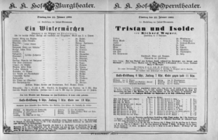Theaterzettel (Oper und Burgtheater in Wien) 18920112 Seite: 1