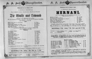 Theaterzettel (Oper und Burgtheater in Wien) 18920113 Seite: 1