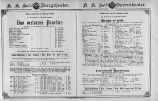 Theaterzettel (Oper und Burgtheater in Wien) 18920114 Seite: 1