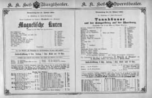 Theaterzettel (Oper und Burgtheater in Wien) 18920121 Seite: 1