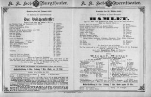 Theaterzettel (Oper und Burgtheater in Wien) 18920130 Seite: 1