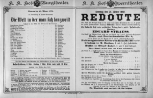 Theaterzettel (Oper und Burgtheater in Wien) 18920131 Seite: 1
