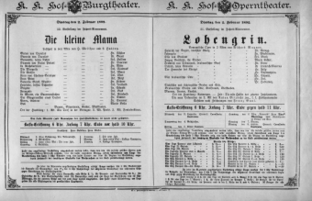 Theaterzettel (Oper und Burgtheater in Wien) 18920202 Seite: 1
