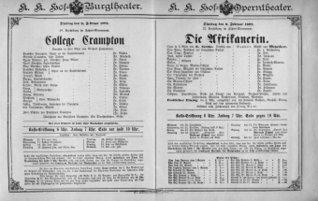 Theaterzettel (Oper und Burgtheater in Wien) 18920209 Seite: 1