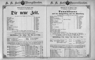 Theaterzettel (Oper und Burgtheater in Wien) 18920210 Seite: 1
